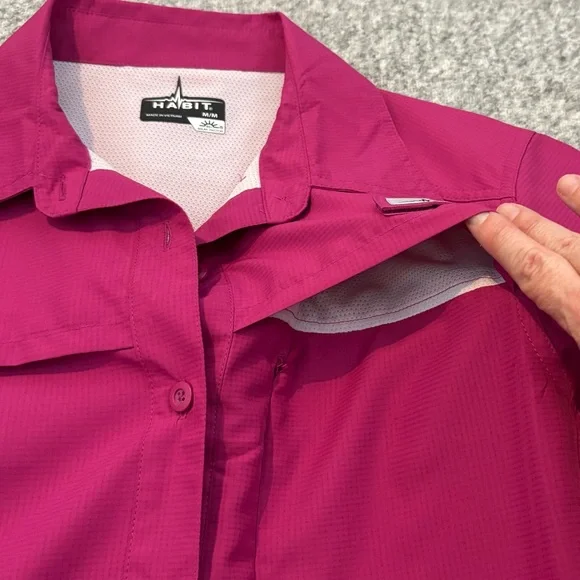 Habit Women’s River Shirt Fuchsia Pink Fishing UPF 40 Short Sleeve Medium - Picture 5 of 9